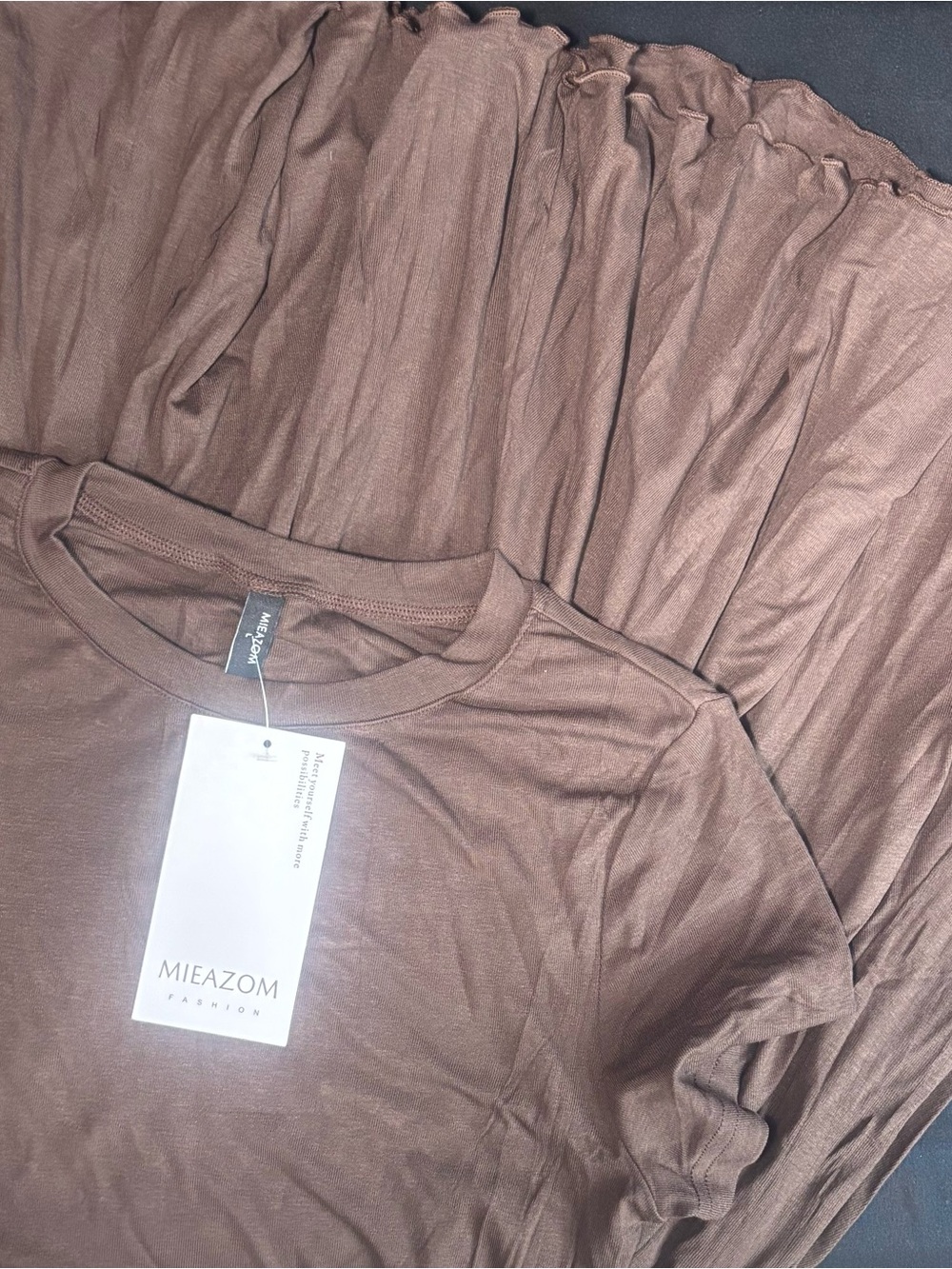 Mieazom Brown Short Sleeve Mid dress